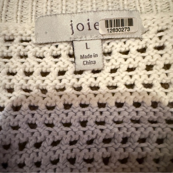 RTR Joie Diza White Multicolor Striped Open Knit Long Sleeve Cropped Sweater L - Picture 5 of 8